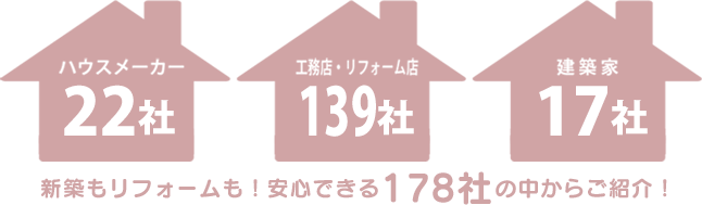 新築もリフォームも！安心できる178社の中からご紹介！