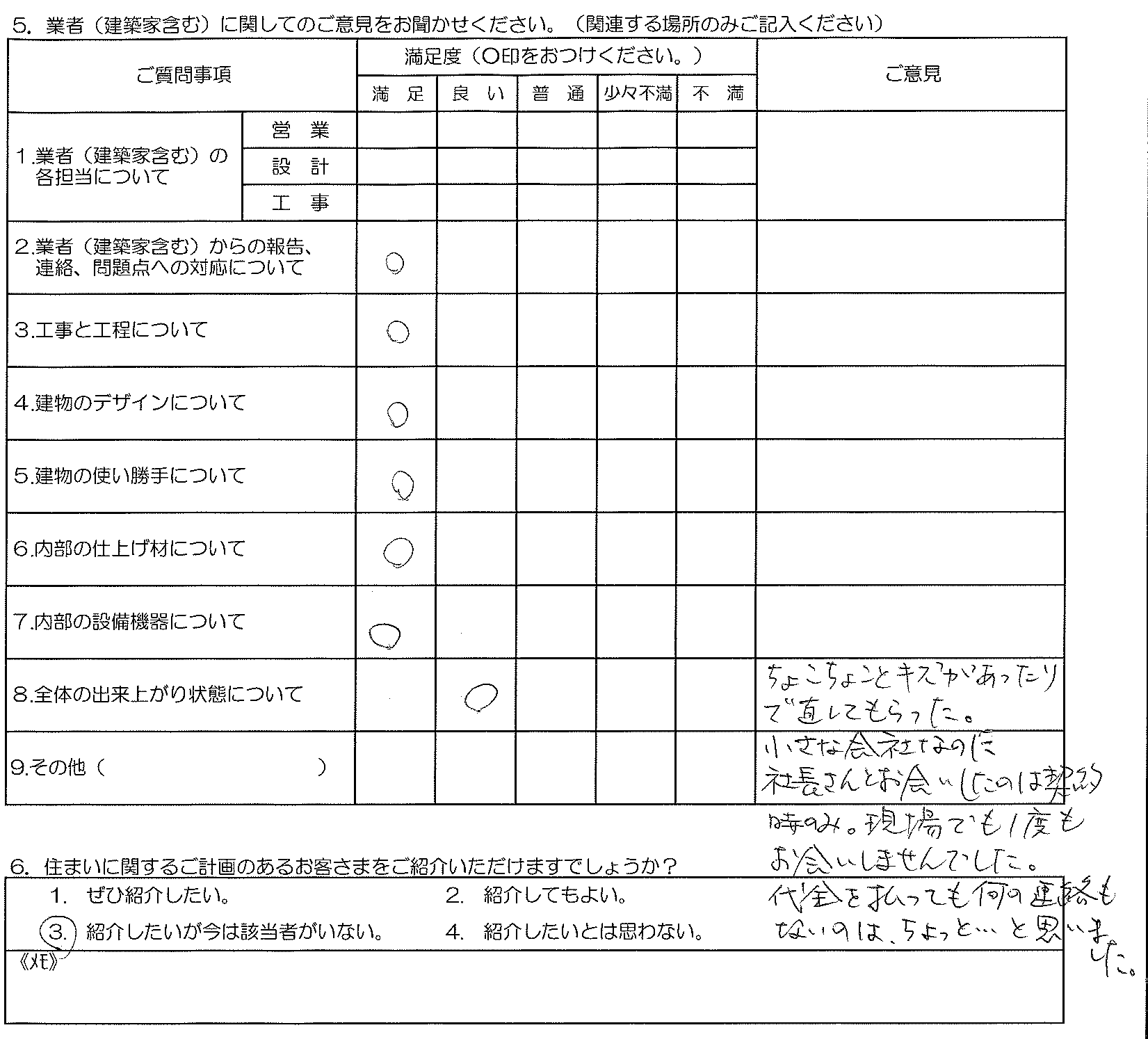 T様邸 お客様の声アンケート