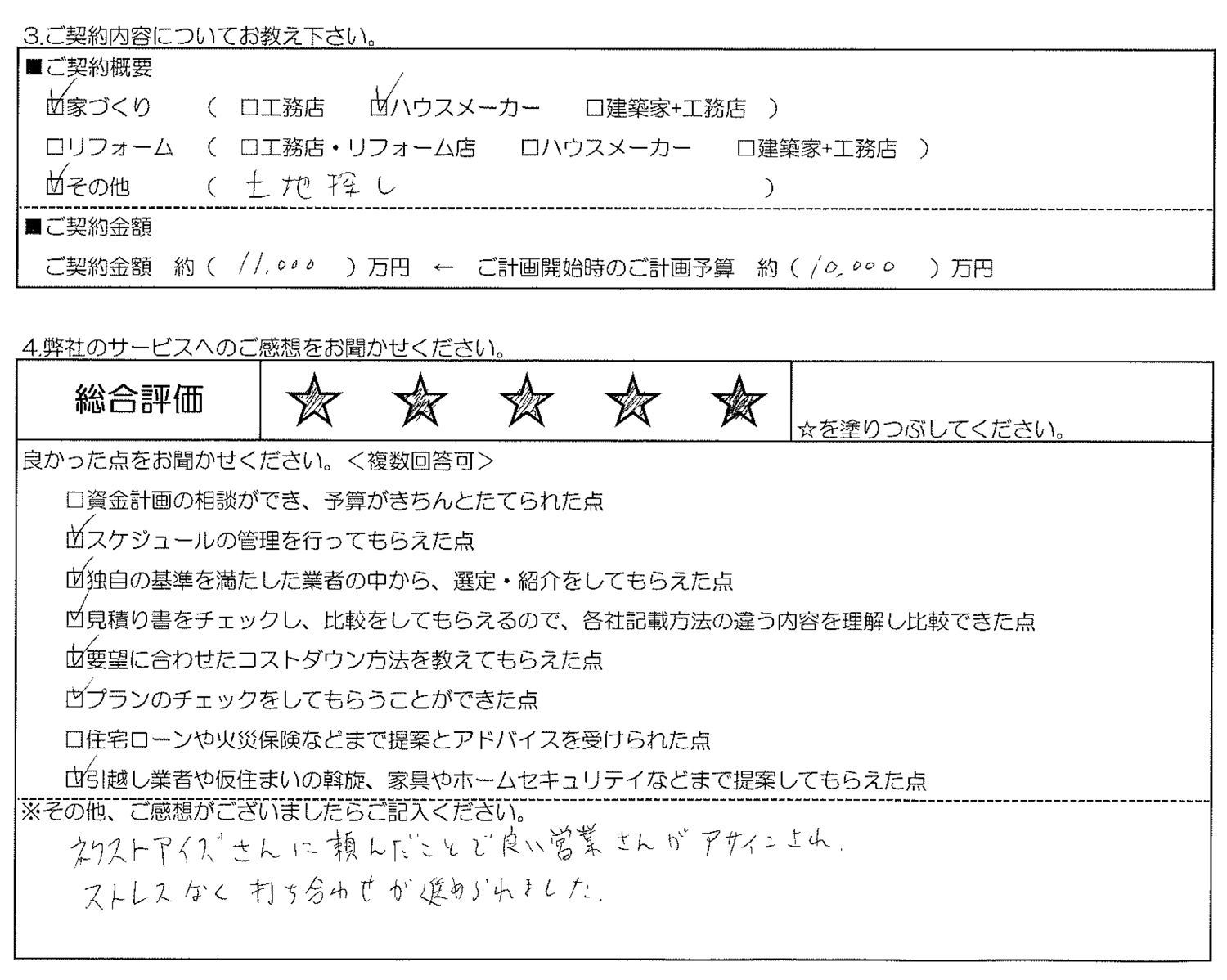 東京都Y様邸お客様の声アンケート