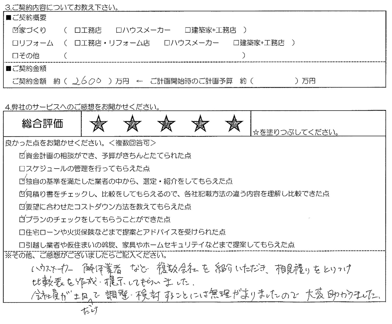 川崎市K様邸のお客様の声アンケート